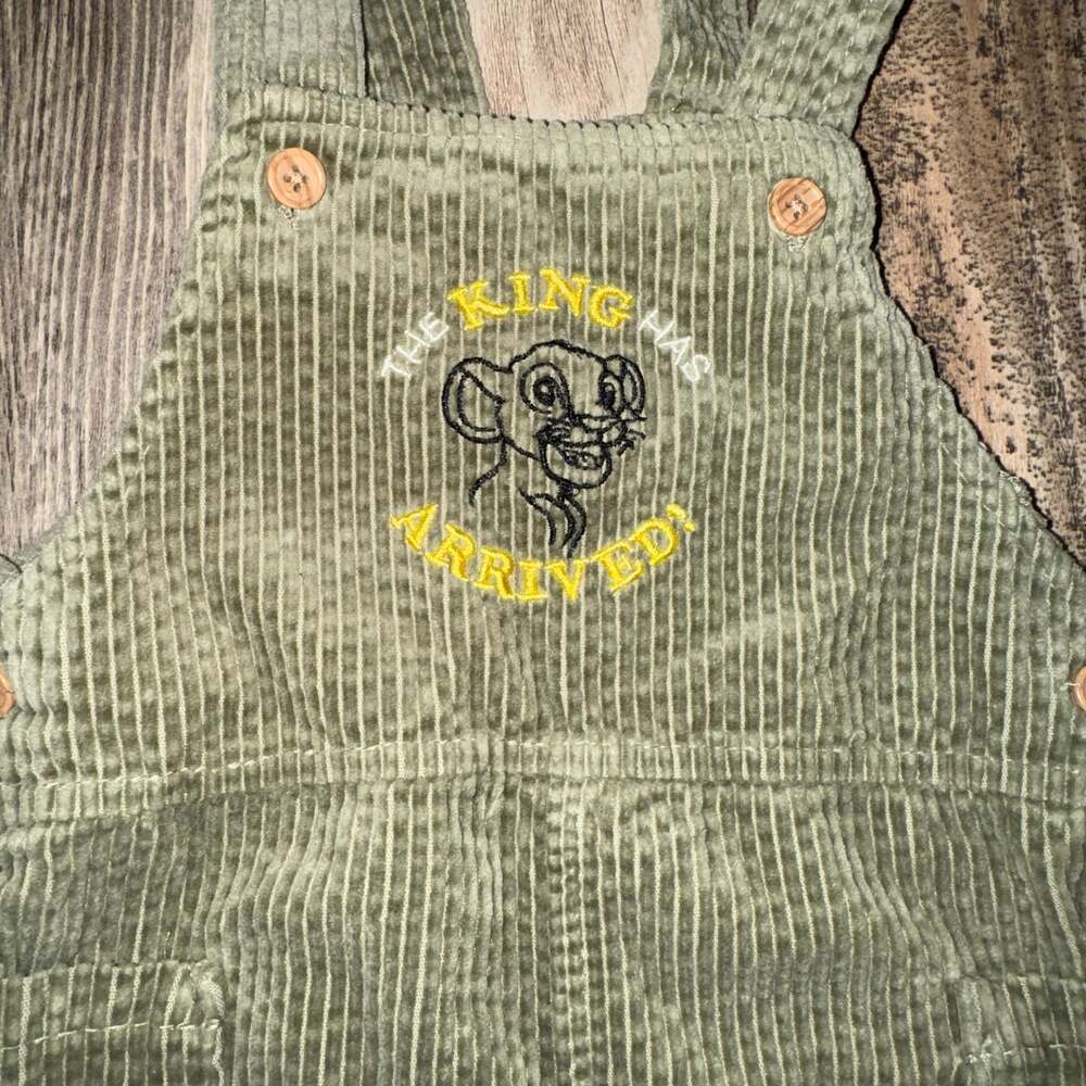 Disney Baby The Lion King Simba Corduroy Overalls Green 12M - Picture 2 of 6